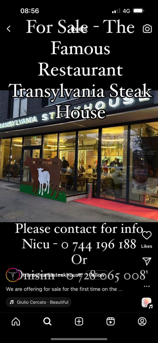 Transylvania Steak House se vinde